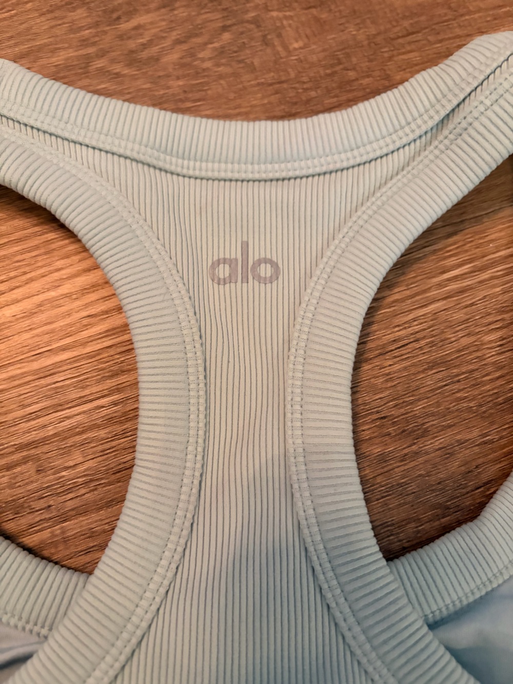 ALO Yoga Pale Blue Ribbed Racerback Tank - Picture 4 of 4
